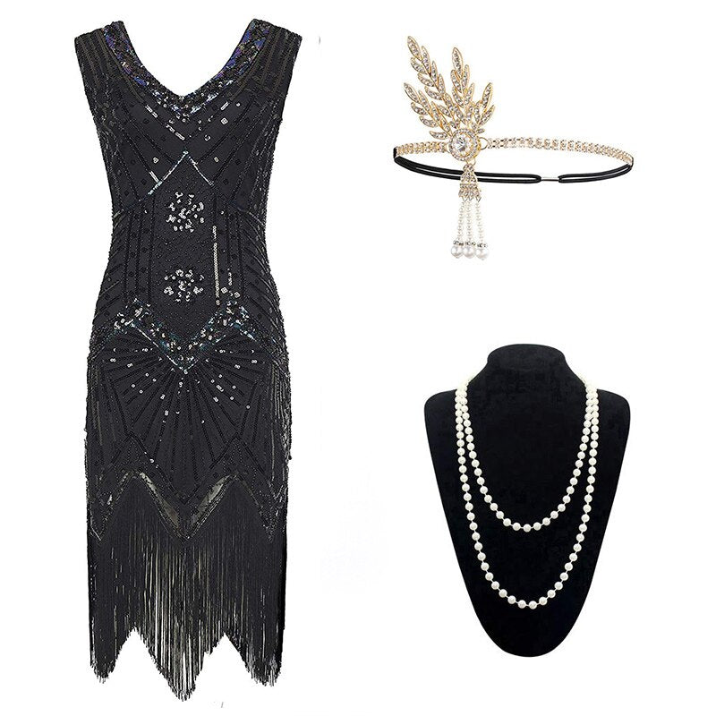 Vestido 20s Gatsby Negro
