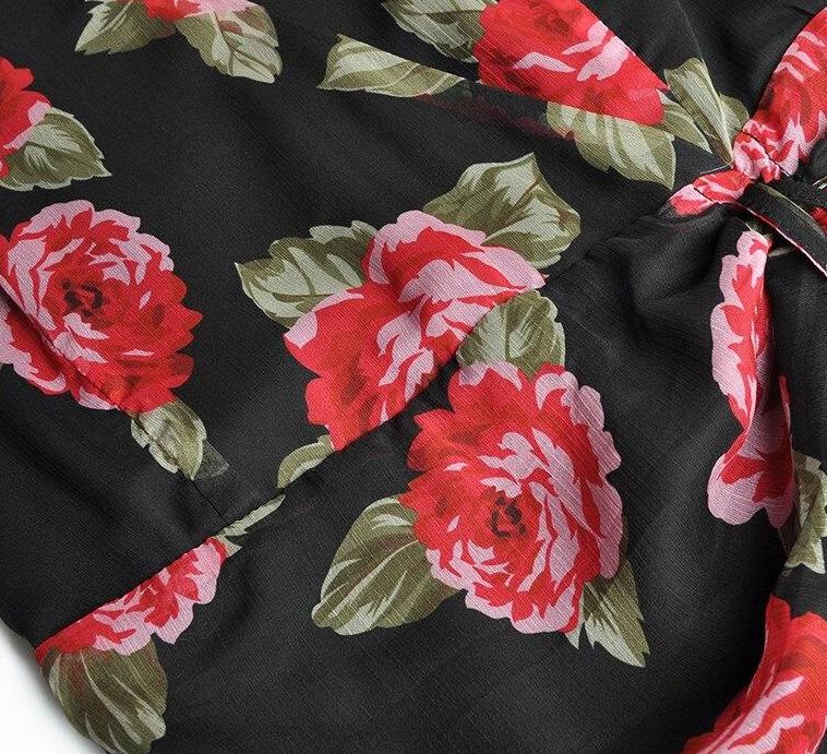 Vestido Negro Y Rojo De La Década De 1940