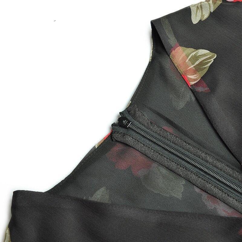 Vestido Negro Y Rojo De La Década De 1940