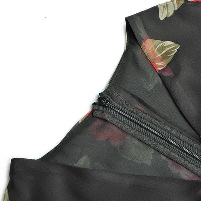 Vestido Negro Y Rojo De La Década De 1940