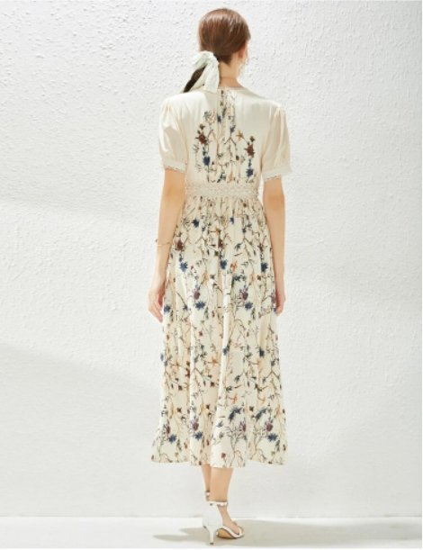 Vestido 40s Flores Azul