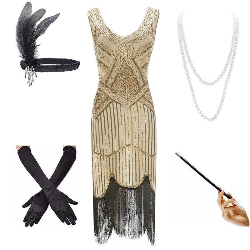 Vestido Vintage 20s Beige Negro