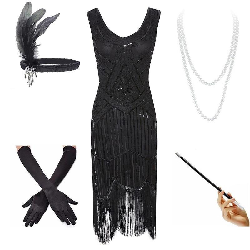 Vestido Negro De La Década De 1920