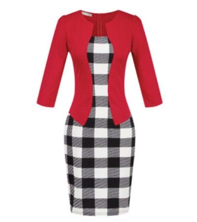 Vestido Rojo A Cuadros Estilo Años 50