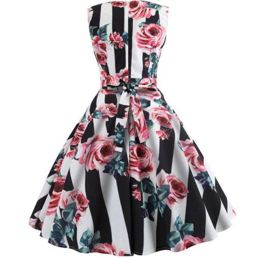 Vestido Rosas Vintage Evasé