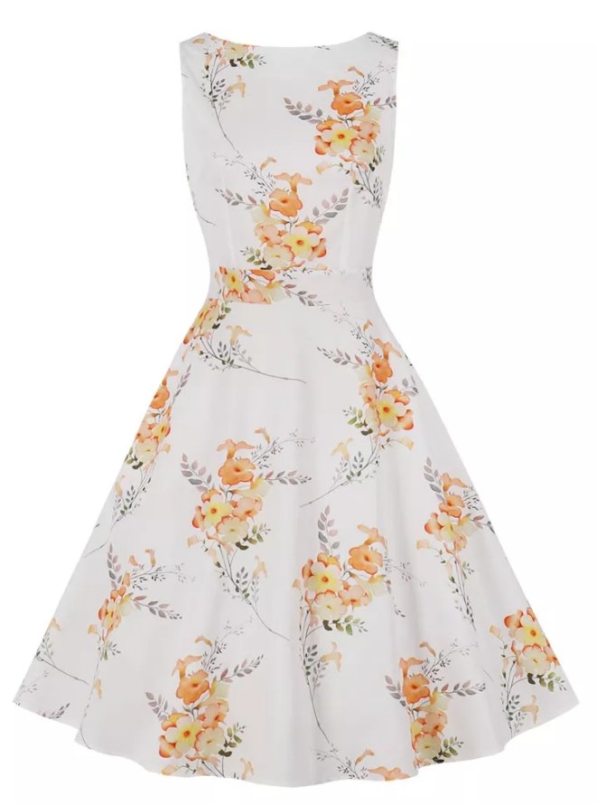 Vestido Largo Vintage 50s Blanco