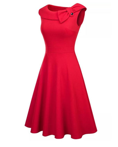 Vestido Rojo Vintage Con Cuello Vuelto