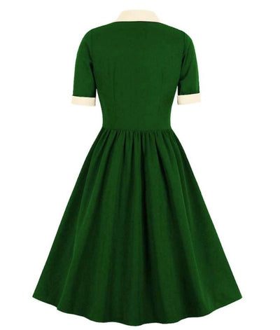 Vestido Vintage Verde De Talle Alto