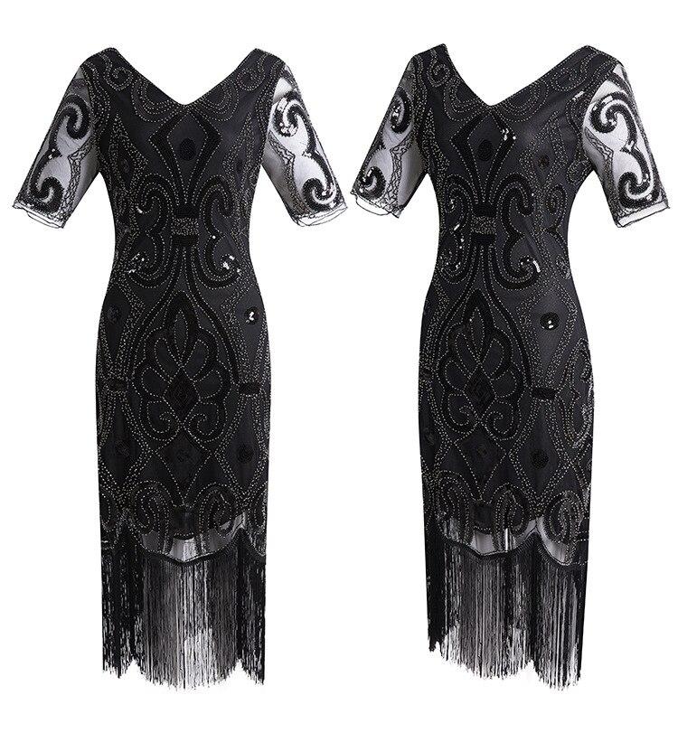 Vestido De Encaje De Lentejuelas De Los Años 20