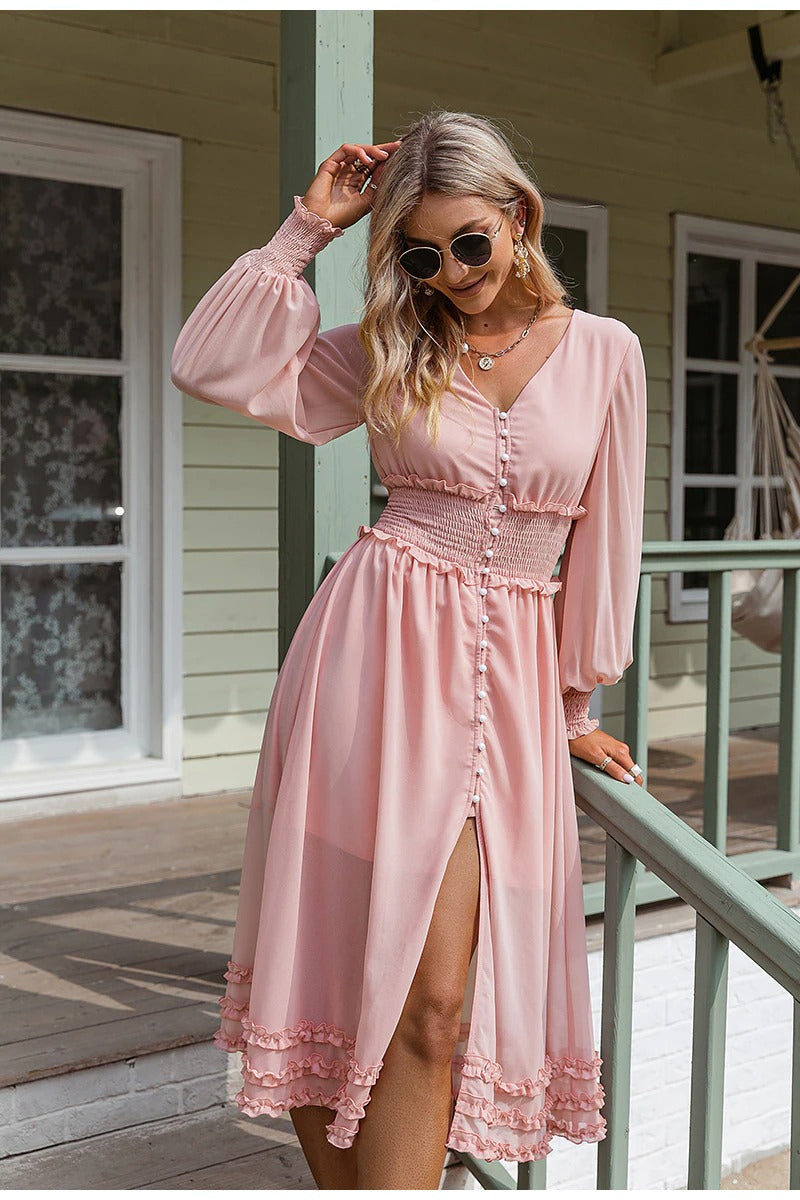 Vestido Largo Gasa Vintage