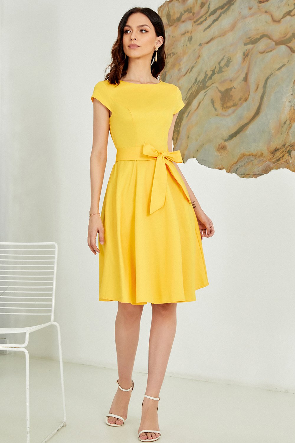 Vestido Amarillo Liso Años 50