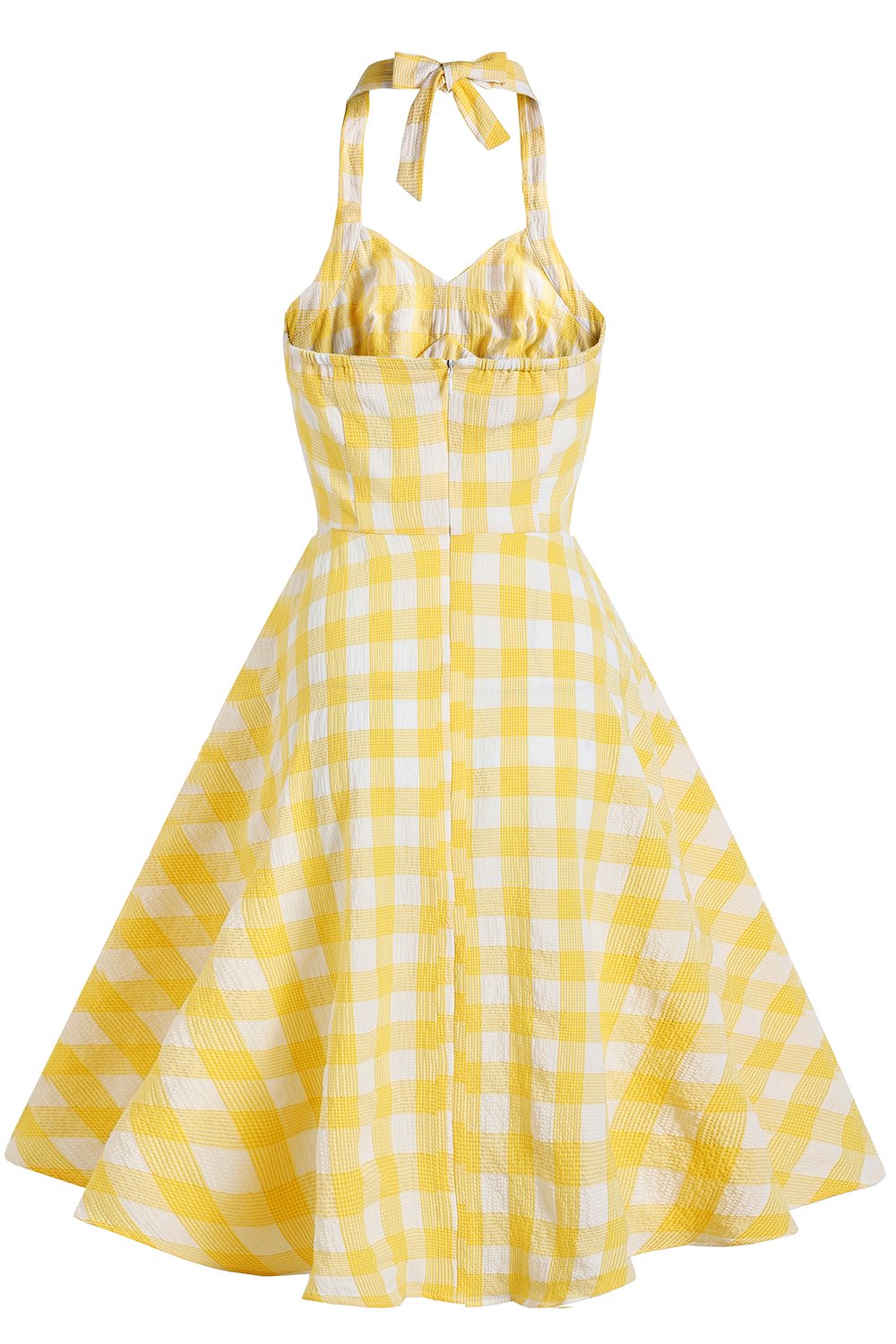 Vestido A Cuadros Amarillo De Los Años 50