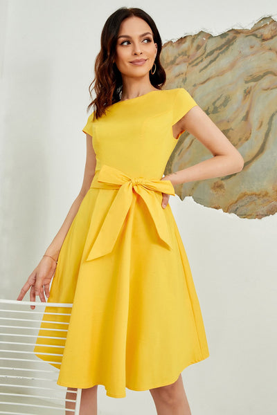 Vestido Amarillo Liso Años 50