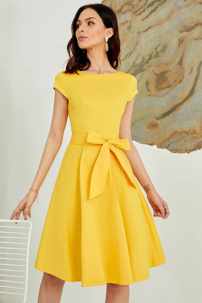 Vestido Amarillo Liso Años 50