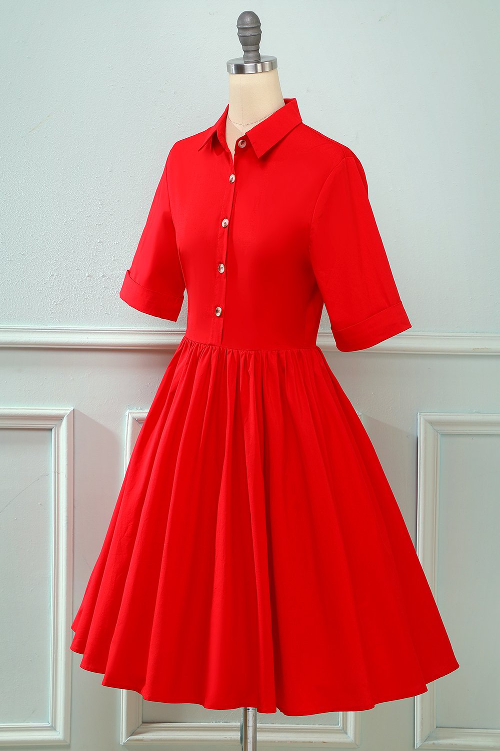 Vestido Vintage Plisado De Los Años 50