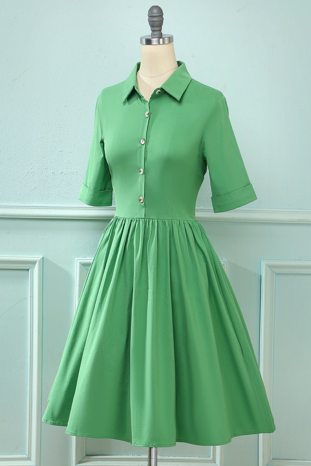 Vestido Vintage Plisado De Los Años 50