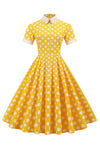 Vestido Estilo Vintage Con Lunares Amarillos