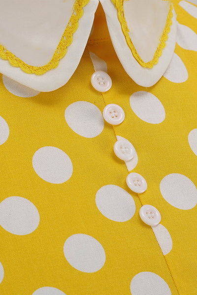 Vestido Estilo Vintage Con Lunares Amarillos