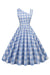 Vestido Vintage Asimétrico Con Cuadros Azules