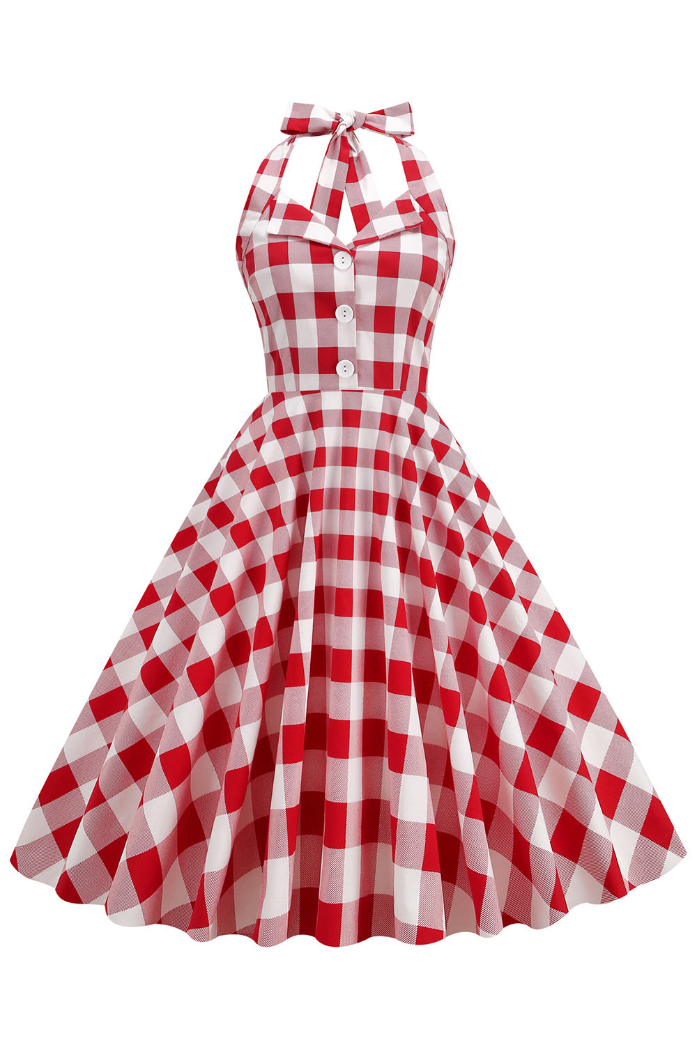 Vestido Vintage De Cuadros Rojos De Los Años 50