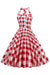 Vestido Vintage De Cuadros Rojos De Los Años 50