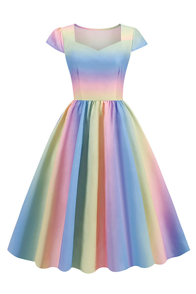 Vestido Arcoiris Estilo Años 50 Vintage