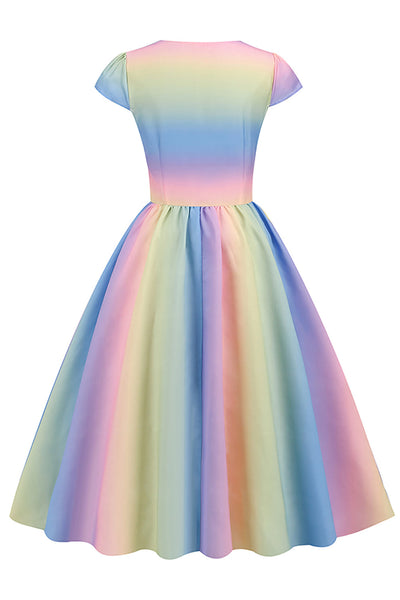 Vestido Arcoiris Estilo Años 50 Vintage