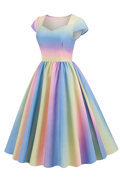 Vestido Arcoiris Estilo Años 50 Vintage