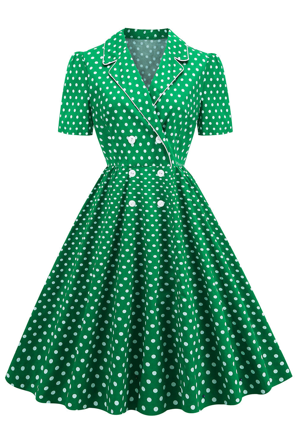 Vestido Vintage De Lunares Verde