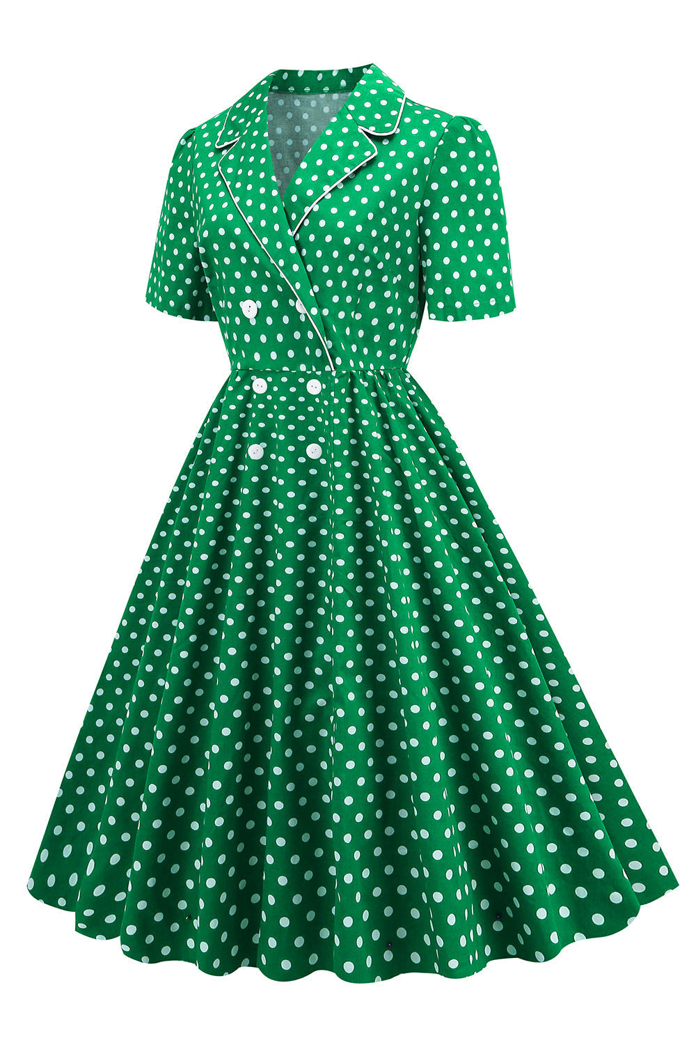 Vestido Vintage De Lunares Verde