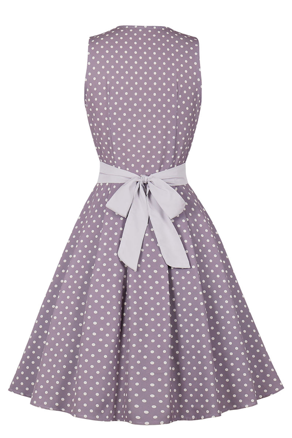 Vestido 50s Lunares Morado Con Cinturón
