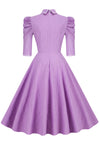 Vestido Vintage Morado Con Medias Mangas