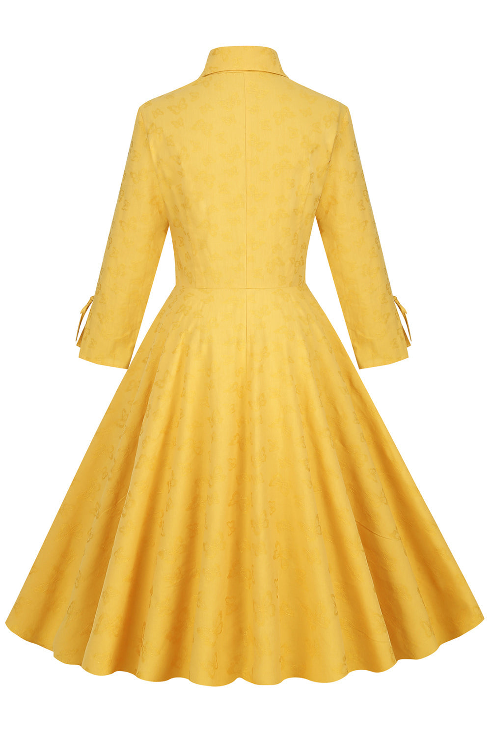 Vestido Amarillo Vintage Con Cuello Vuelto