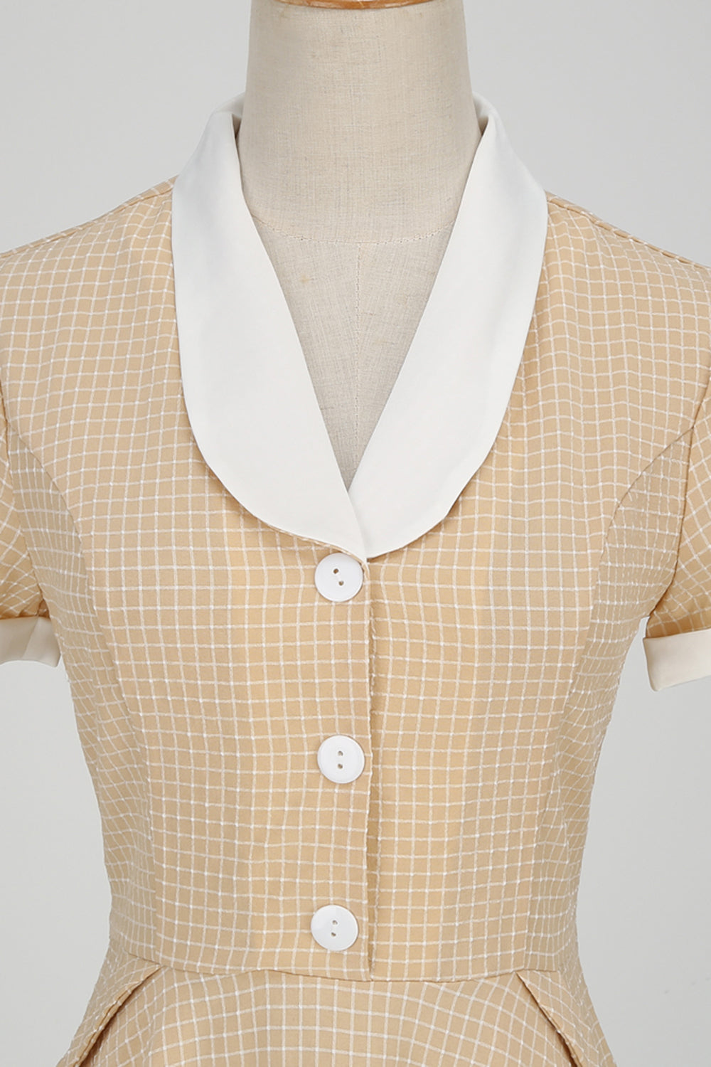 Vestido Vintage Con Cuello Esmoquin A Cuadros