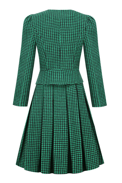 Conjunto De Vestido Verde Vintage Para Mujer