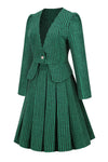 Conjunto De Vestido Verde Vintage Para Mujer