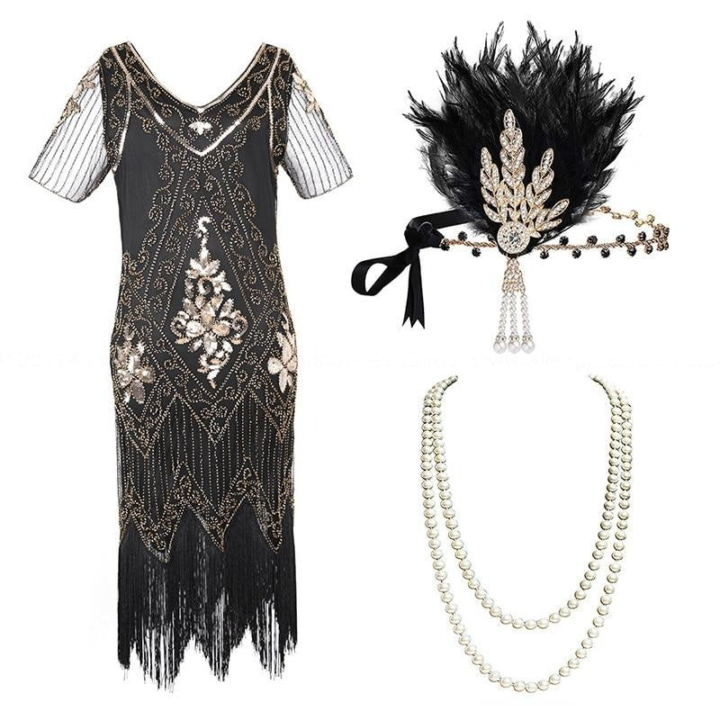 Vestido Dorado De Talla Grande De Los Años 20