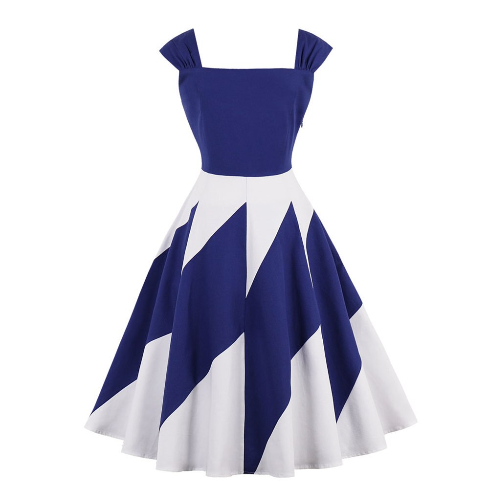 Vestido Vintage Cintura Delgada Azul