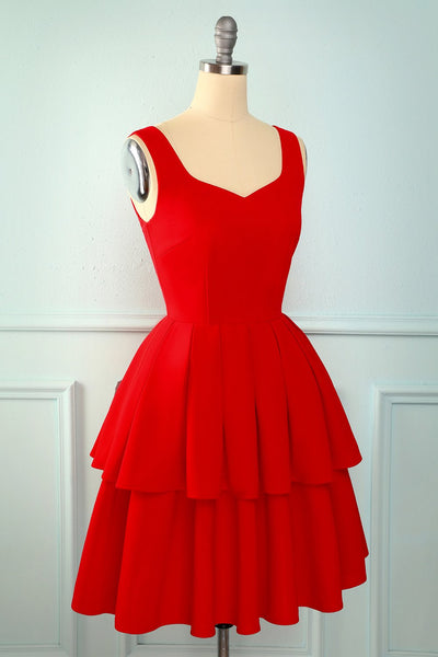 Vestido Vintage Rojo Con Volantes