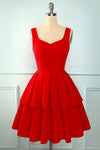 Vestido Vintage Rojo Con Volantes