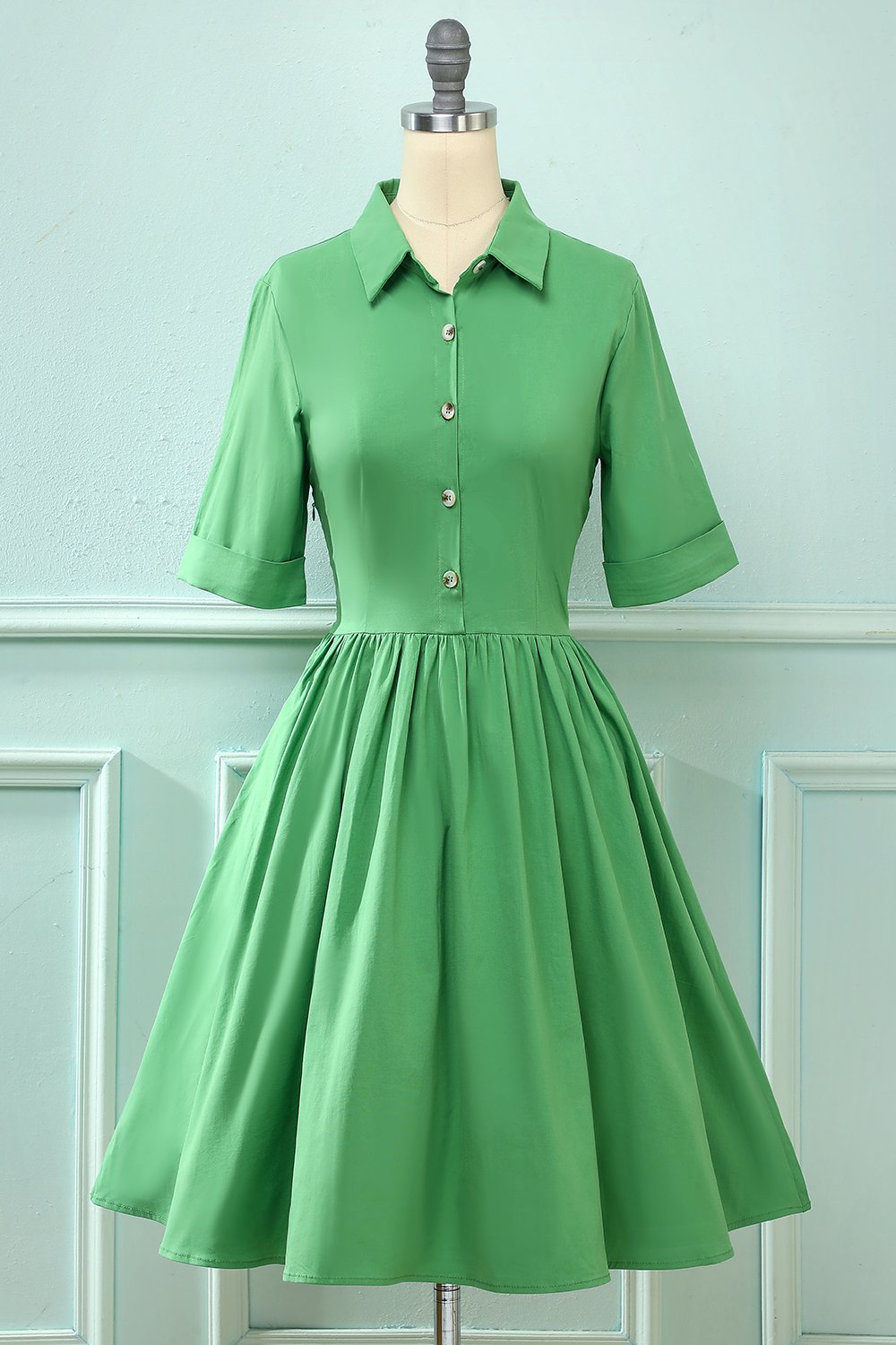 Vestido Vintage Plisado De Los Años 50