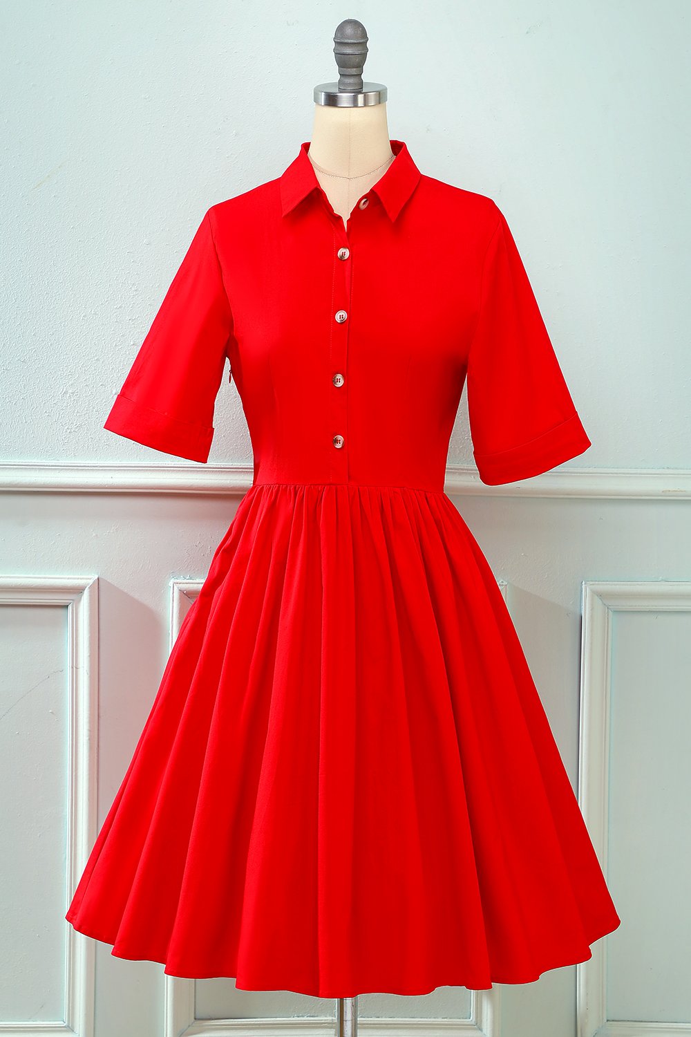 Vestido Vintage Plisado De Los Años 50