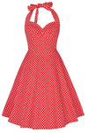 Vestido Halter Rojo Lunares Años 50