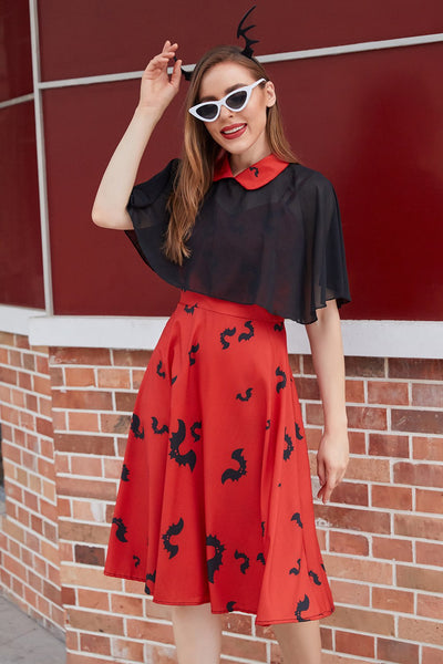 Vestido Estilo Gótico Vintage Con Estampado De Murciélagos