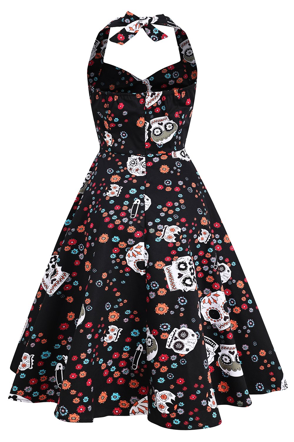 Vestido De Halloween Vintage Con Patrón De Calavera