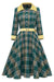Vestido A Cuadros Verde Vintage De Otoño
