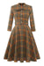 Vestido Vintage De Tartán Marrón