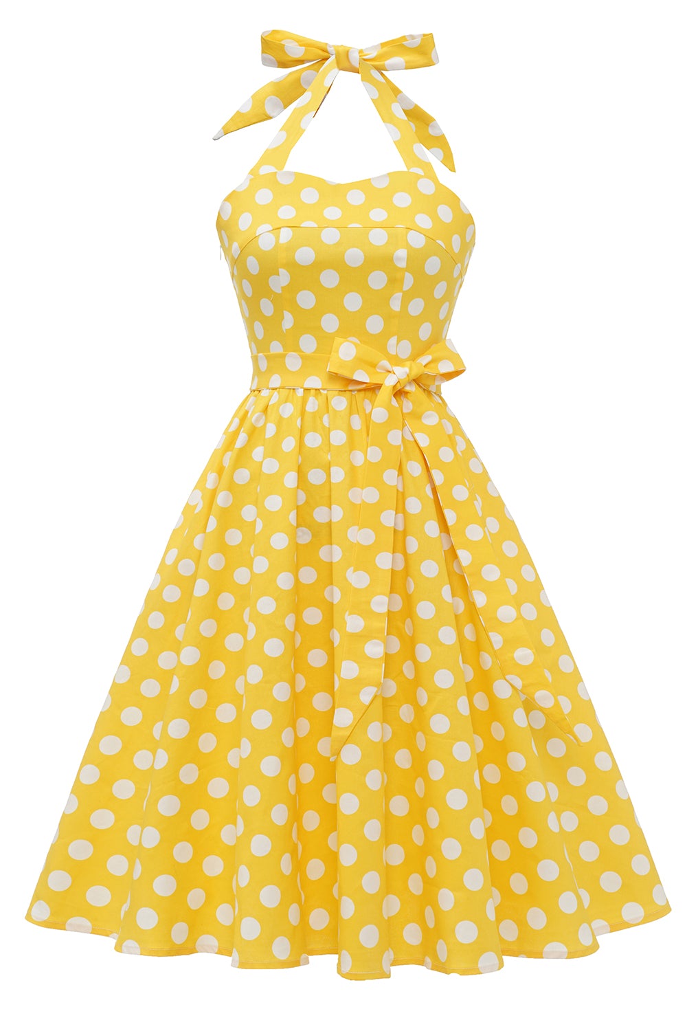 Vestido Pin Up Vintage Lunares Amarillo