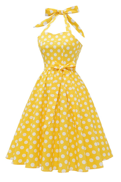 Vestido Pin Up Vintage Lunares Amarillo