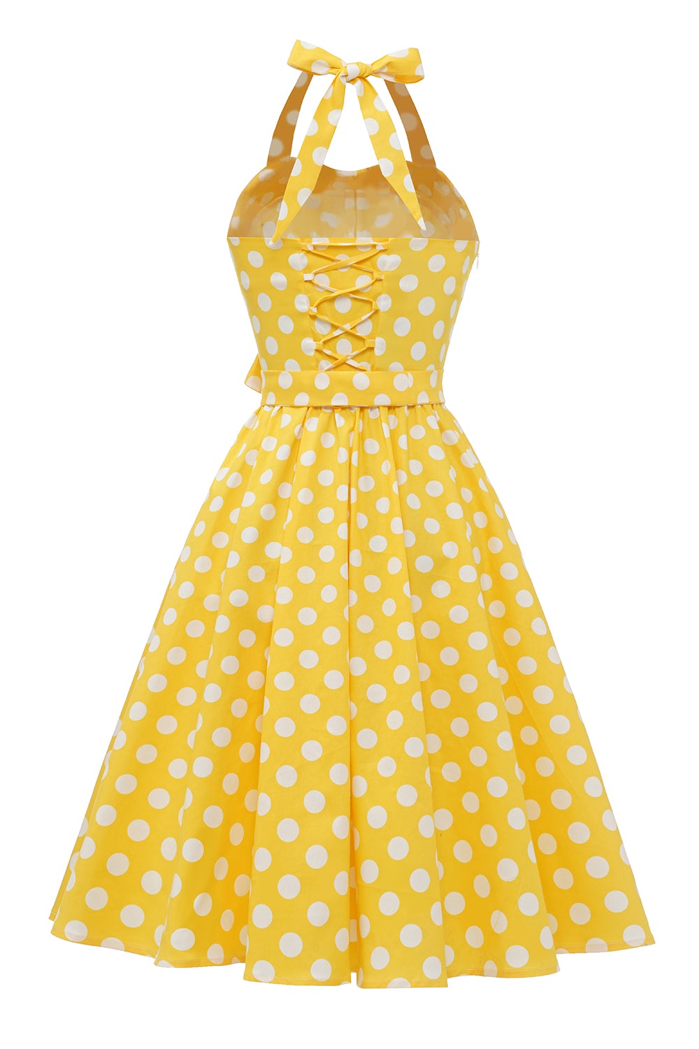 Vestido Pin Up Vintage Lunares Amarillo